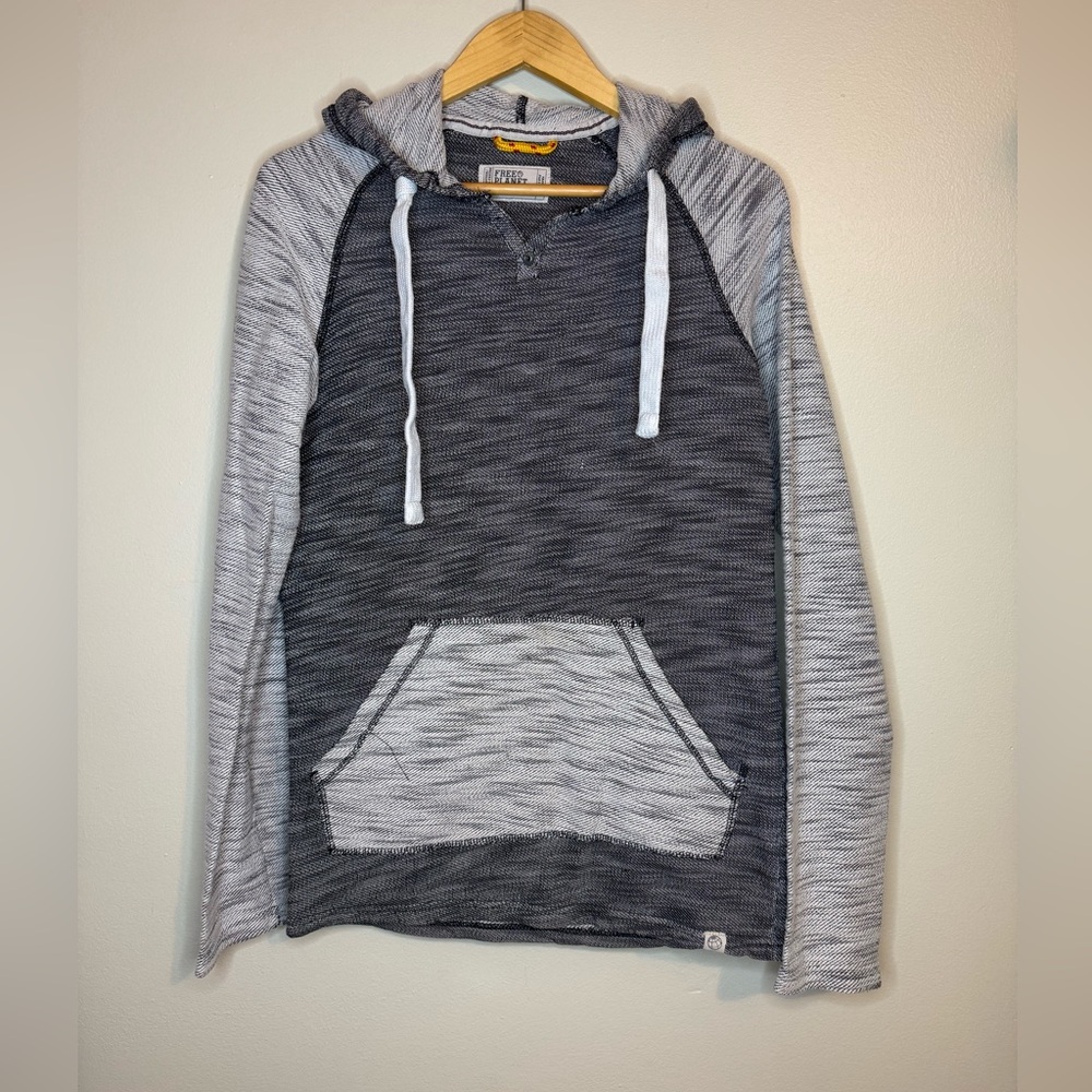 Free Planet Gray Colorblock‎ Pullover Hoodie Medium